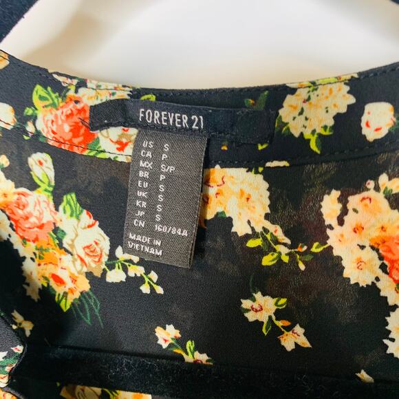 Dark Floral Blouse Long Sleeve Chiffon Sz Small - Picture 8 of 10